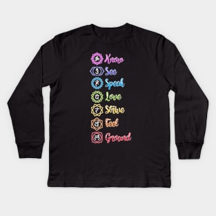 Seven Chakra Om Yoga Kids Long Sleeve T-Shirt